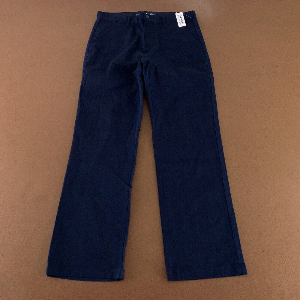 Old Navy Boys Size 14 Plus Ink Blue Uniform Built-In Flex Straight Pants NWT